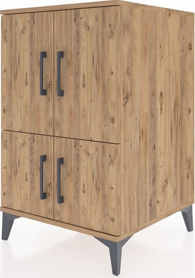 Kronos Komodin 2 Raflı 4 Kapaklı 60x59x96 Çam-çam Çam