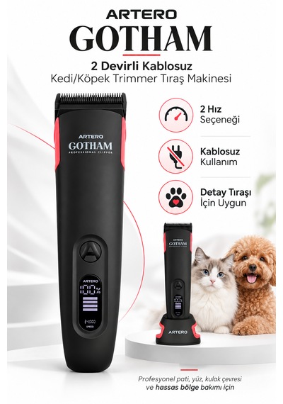 Artero Gotham 2 Devirli Kablosuz Kedi/köpek Trimmer Tıraş Makinesi