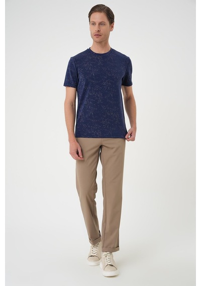 Efor Comfort Fit Bisiklet Yaka Batik Görünmlü Kısa Kol Casual Lacivert Tişört Ts 905 Lacivert