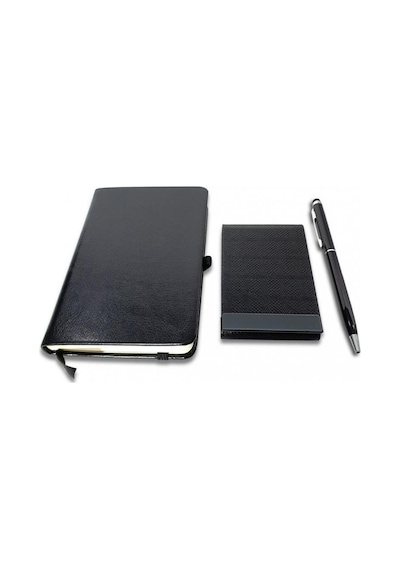 Siyah Vip Set - 9X14 Not Defteri - Touch Pen Tükenmez