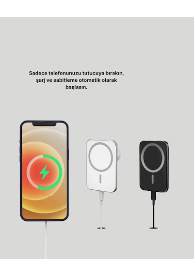 360 Döner Başlıklı Magsafe Araç Telefon Tutucu 15w Güvenli Kablosuz Şarj