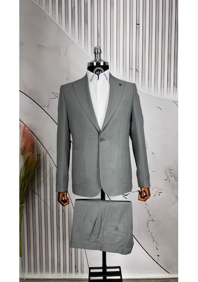 Dupont Classics Dupont Erkek Slim Fit 6 Drop Sivri Yaka Torba Cep Çift Yırtmaç Takım Elbise Gri Dupont Classics Dupont Erkek Slim Fit 6 Drop Sivri Yaka Torba Cep Çift Yırtmaç Takım Elbise Gri
