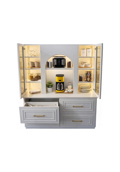 Led Aydınlatmalı Kahve Köşesi Valencia Bronz Reflekte Cam Vitrinli Çok Amaçlı Mutfak Dolabı Aytası Led Aydınlatmalı Kahve Köşesi Valencia Bronz Reflekte Cam Vitrinli Çok Amaçlı Mutfak Dolabı Aytası