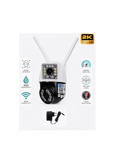 3012 Çift Lensli 3mp+3mp Wifi Ptz Güvenlik Kamerası Hareket Takipli, Renkli Gece Görüşlü, Sesli Al