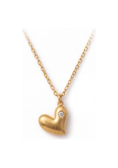 Curved Heart Kolye Krem