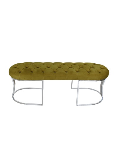 VİEGO SILVER HARDAL-Kapitoneli Model Puf&Bench&Koltuk-Oturak-Uzun Makyaj Puff-Yatak Odası Ucu&Önü