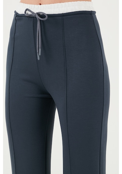 Lela Streç Slim Fit Yüksek Bel Geniş Paça Çimalı Bayan Eşofman Altı 5866078 Füme