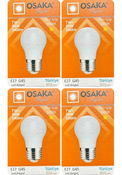 4 Adet Osaka 7w 50w Sarı Işık E27 Duylu Kalın Duy Led Mini Ampul