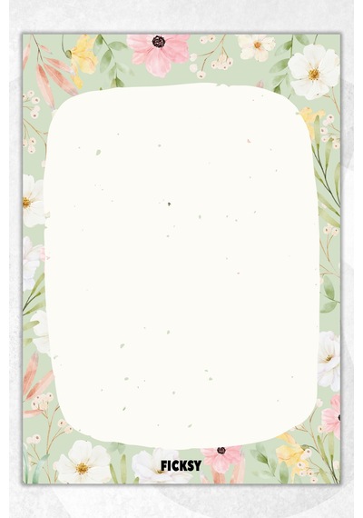 A5 Çiçek Bloknot Çizgisiz Defter - 50 Yaprak - Memopad - Notepad - Not Defteri - Not Kağıdı Yeşil Yeşil