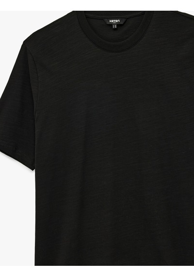 Koton Regular Fit Kısa Kollu Pamuklu Basic Bisiklet Yaka Tişört Siyah 6sam10037mk Siyah