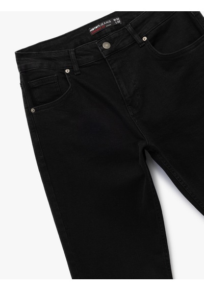 Koton Normal Bel Pamuklu Straight Fit Jean Pantolon - Mark Jean Siyah 6wam40022nd Siyah