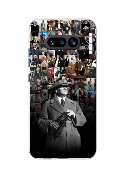 Nothing Phone 4a Uyumlu Atatürk Portre Kolaj Baskılı Silikon Kılıf Renkli