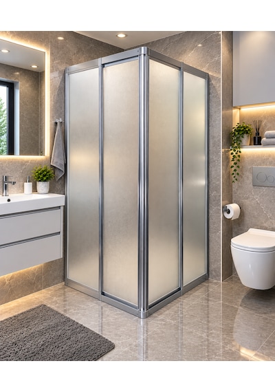 Yeni Kırılmaz Mika Camlı Duşakabin Nd800 Gümüş