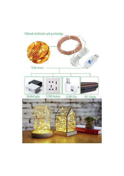 Plentiful Yılbaşı Ve Özel Konsept Dekorasyon 5 Mt Usb Bağlantılı Led Işık Sarı