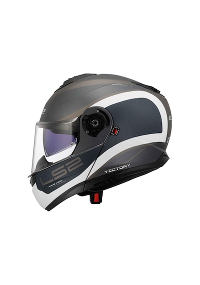 Ls2 Strobe 2 Victory Çene Açılır Kask Mat Titanyum - Beyaz - Mavi