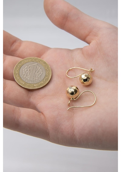14 Ayar Altın Kalemli Midi Top Küpe Sarı Altın