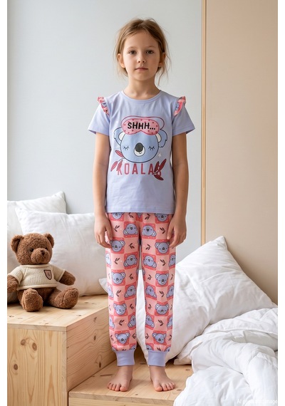 Remsa Kız Çocuk Kısa Kol Baskılı Penye Pijama Takımı 2624 Bebe Mavisi Bebe Mavi