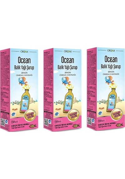 Ocean Balık Yağı Şurup Karışık Meyve Aromalı 150 ML 3 Adet