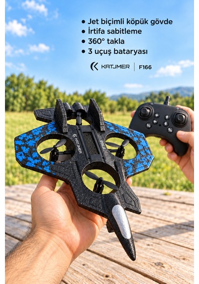 S1 F166 Köpük Gövdeli Kumandalı Mini Drone, Kamerasız, 44,8 G, İrtifa Sabitleme, 360 Takla, 2,4 Ghz Siyah