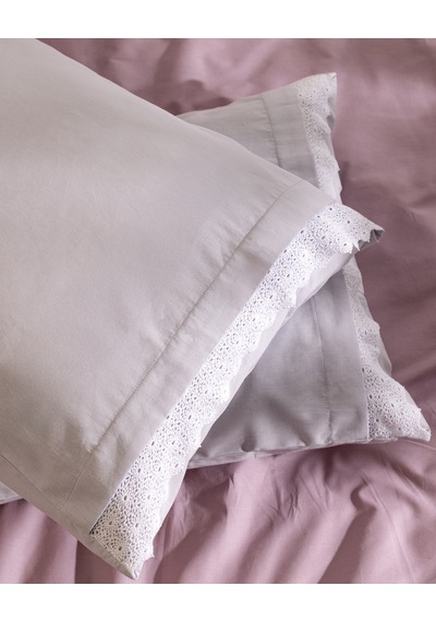 Madame Coco Fleuve %100 Pamuk 2'li Yastık Kılıfı - Gri 8684427287378 Gri