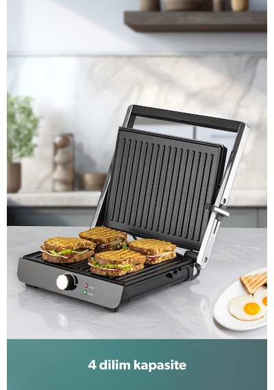 Homend Grilliant 1356h Inox Gövdeli Döküm Plakalı Tost Ve Izgara Makinesi