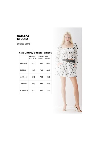 Sagaza Studio Ss6189 Puantiyelı Bluz Sıyah-beyaz