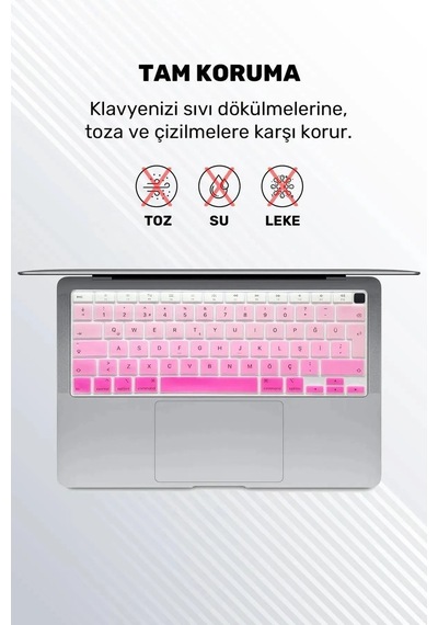 Apple Uyumlu MacBook Air 2020 13 Inc M1 A2337 / A2179 Türkçe Q Klavye Slim Türkçe Klavye Koruyucu Kılıf Çok Renkli