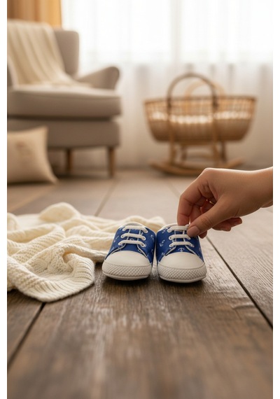 Balbeybi Bebek Deniz Çapalı Figürlü Spor Ayakkabı Kaydırmaz Taban İlk Adım Sneaker Ortopedik Hafif Günlük Mavi