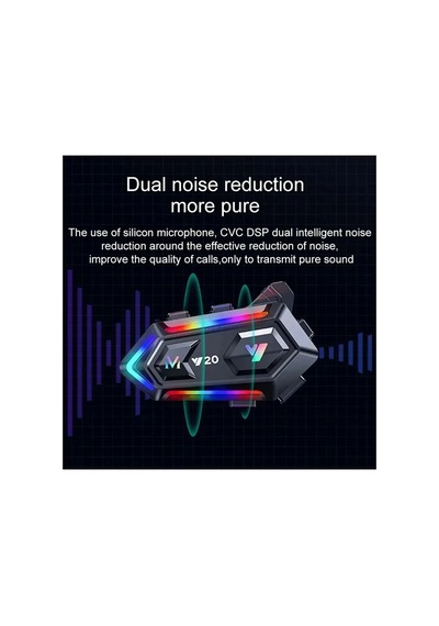 Jenerik Y20 Motor Kurye Kask Kulaklık Rgb Modlu Bluetooth Motosiklet Kulaklık 5.3 Bluetooth Interkom
