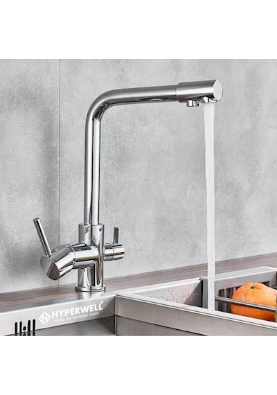 Hyperwell 3 Girişli Mutfak Bataryası - 3 Yollu Musluk 3 Fonksiyonlu Musluk - Sıcak, Soğuk, Arıtma