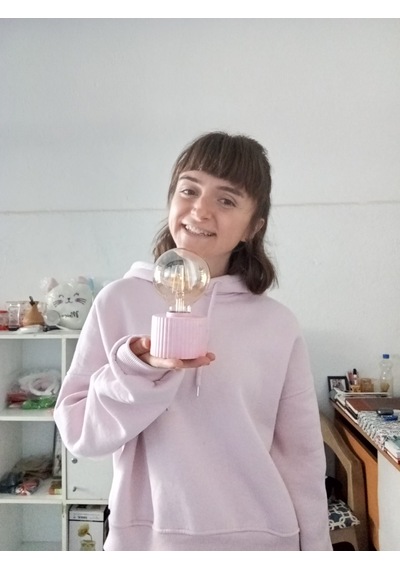 Ampul Tasarımlı Retro Masa Lambası Dekoratif Pilli Gece Lambası Açık Pembe