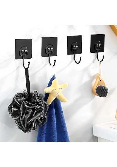 Yapışkanlı Banyo Mutfak Eşya Havlu Askılığı Al4466 2 Adet Siyah