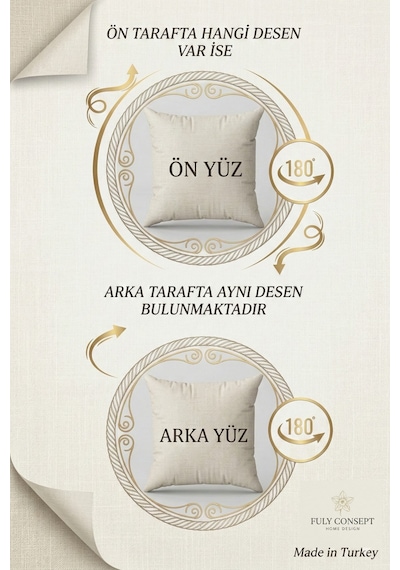 Fuly Consept Ekru Dokulu Dekoratif Kırlent Kılıfı