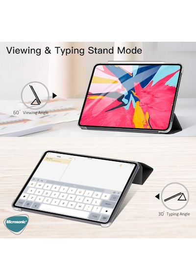 Microsonic Apple Uyumlu iPad Pro 12.9 `` 2022 6. Nesil Kılıf (A2436-A2764-A2437-A2766) Slim Translucent Back Smart Cover Siyah
