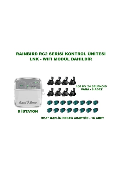 Rainbird Rc2-8 İstasyon İç Mekan Kontrol Ünitesi 100 Hv Selenoid Vanalı Set