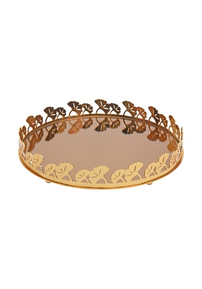 Canba Gold Ginkolu Yuvarlak Tepsi 38 Cm