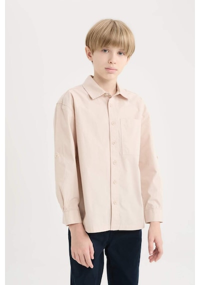 DeFacto Erkek Çocuk Oversize Geniş Kalıp Polo Yaka Paraşüt Uzun Kollu Gömlek D9848A825SMBG107