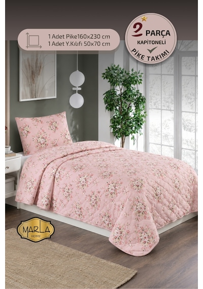 Tek Kişilik Pike Takımı 160x230 Cm Çok Amaçlı Yatak Örtüsü & Battaniye Pudra