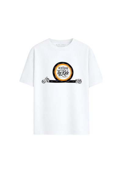 Black Nova Oversize Baskılı Unisex %100 Pamuk T-shirt The Destination Beyaz