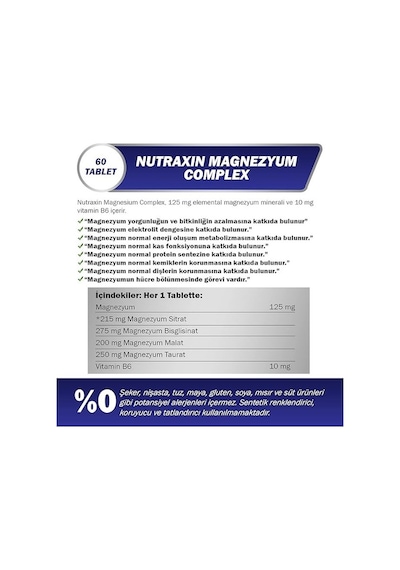 Nutraxın Magnezyum Complex+ Vitamin B6 60 Tablet