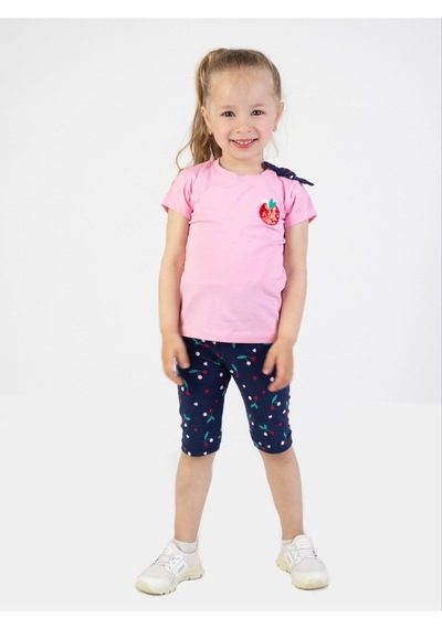 Harika Kids Kız Bebek Kaprili Kısa Kollu Apolet Baskılı Yazlık Basic Alt-üst Takım 6-24 Ay 001