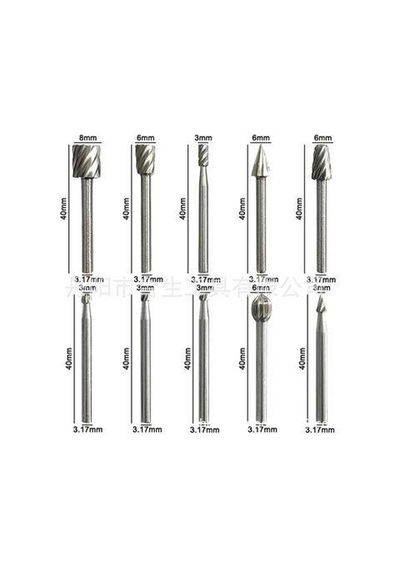Zhltools Dremel Uyumlu Mini Oyma Gravür Uç Seti 10lu Tungsten Karbür, Ahşap, Metal, Plastik İçin