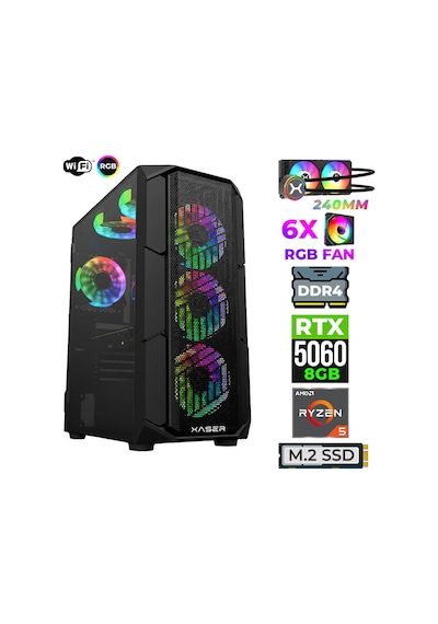Xaser Astra X10 R5-5600X 32 GB 1 TB M.2 NVMe SSD 8 GB RTX5060 Free Dos Masaüstü Oyuncu Bilgisayarı