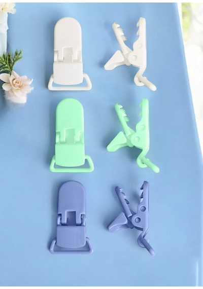 Joyous Mom Kids 3'lü Pamuk Müslin Bebek Emzik Askıs 2 Plastik Klips Çok Renkli
