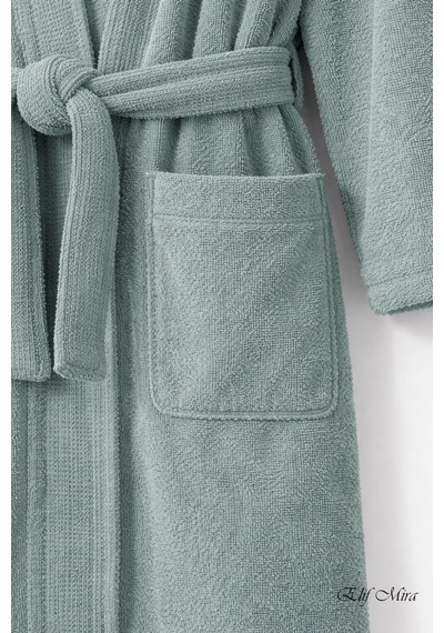 Kimono Yaka Unisex Tek Kişilik Pamuklu Banyo Bornozu Comfort Yeşil