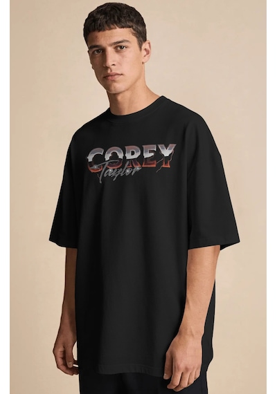 Corey Taylor Slipknot Rock Metal Müzik Grubu Baskılı Unisex Overs Siyah