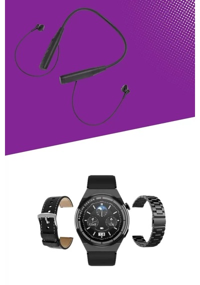 Alarm Ve Titreşim Özellikli Akıllı Saat Ve Mikrofonlu Kablolu Blu