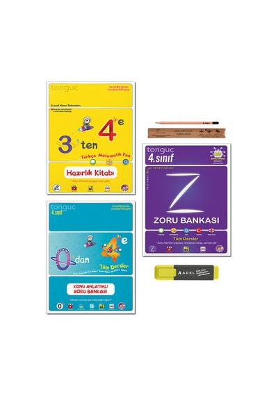 Tonguç 4. Sınıf 3 ten 4 e Hazırlık Tekrar Seti - Zoru Bankası Tüm Dersler Set 3 Kitap
