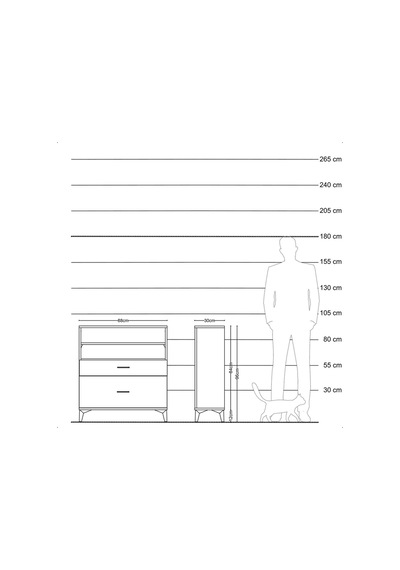 Arges Şifonyer 2 Raflı 2 Çekmeceli 88x30x96 Çam-aytaşı Atlas Çam