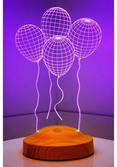3D Led Lamba 3 Boyutlu Uçan Balonlar Özel Hediye Gecelambası
